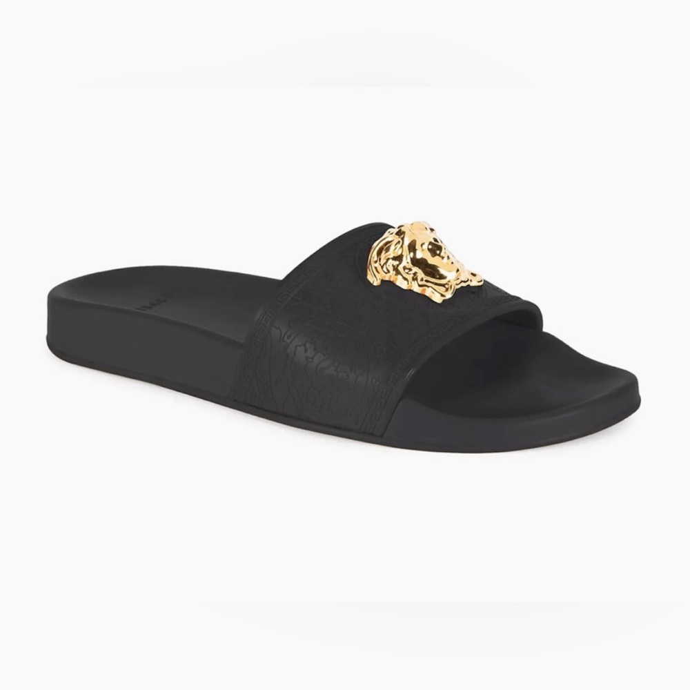 NWT Versace Women's Medusa Slide Sandals Dust Bag, Box & Authenticity Card